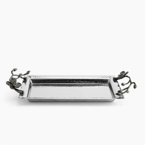 Michael Aram Silver Tray with Black Orchid Accents Small Serving Tray